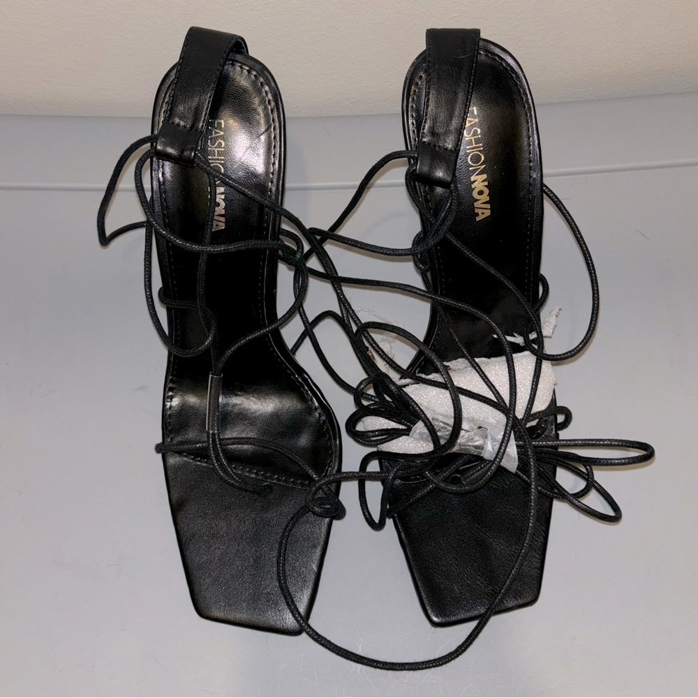 Fashion Nova Black/Sequin Heels. Size 10.